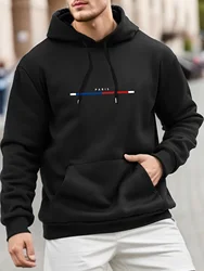 Men's autumn and winter casual fashion loose plus plus size Paris letter printed sports plus fleece hooded sweatshirt jacket