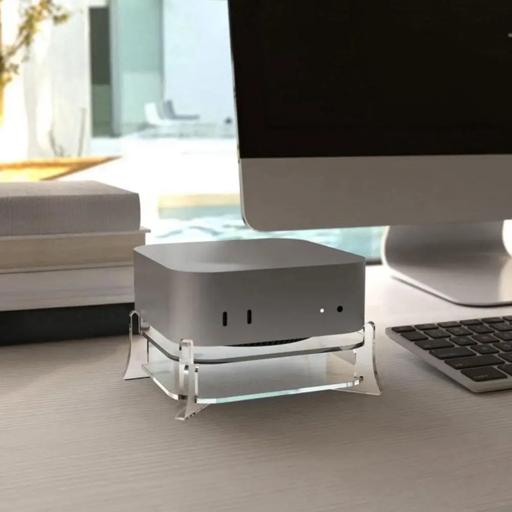 

Acrylic Stable Stand For Mac Mini M4 Transparent Desktop Computer Base Storage Display Stand Bracket Mount Cooling Pad Accessory