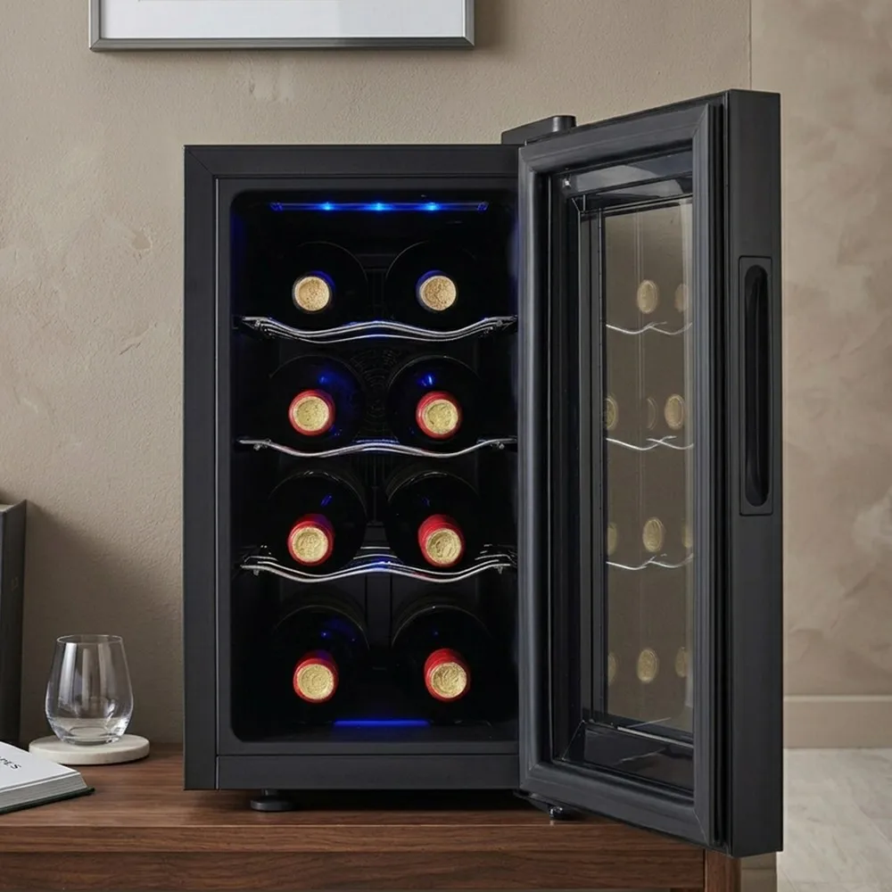 8 Bottle Semiconductor Wine Cabinet 23L 24QT Refrigerator Cooler 100V 240V Home Restaurant Hotel Bar Use