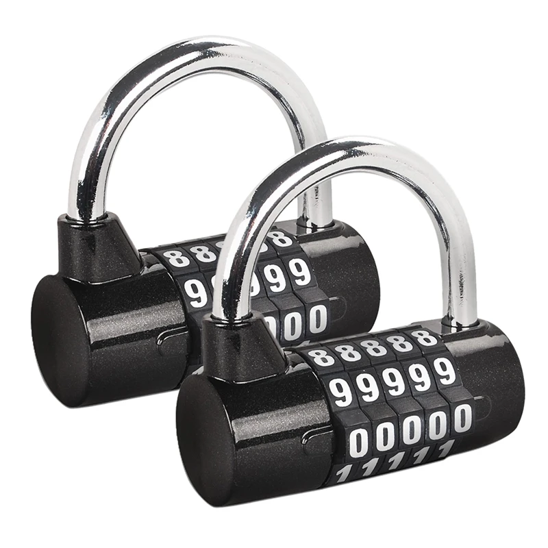 Gym Locker Lock,5-Dial Padlock,Digit Combination Lock,Set Your Own Keyless Resettable Combo 2 Pack