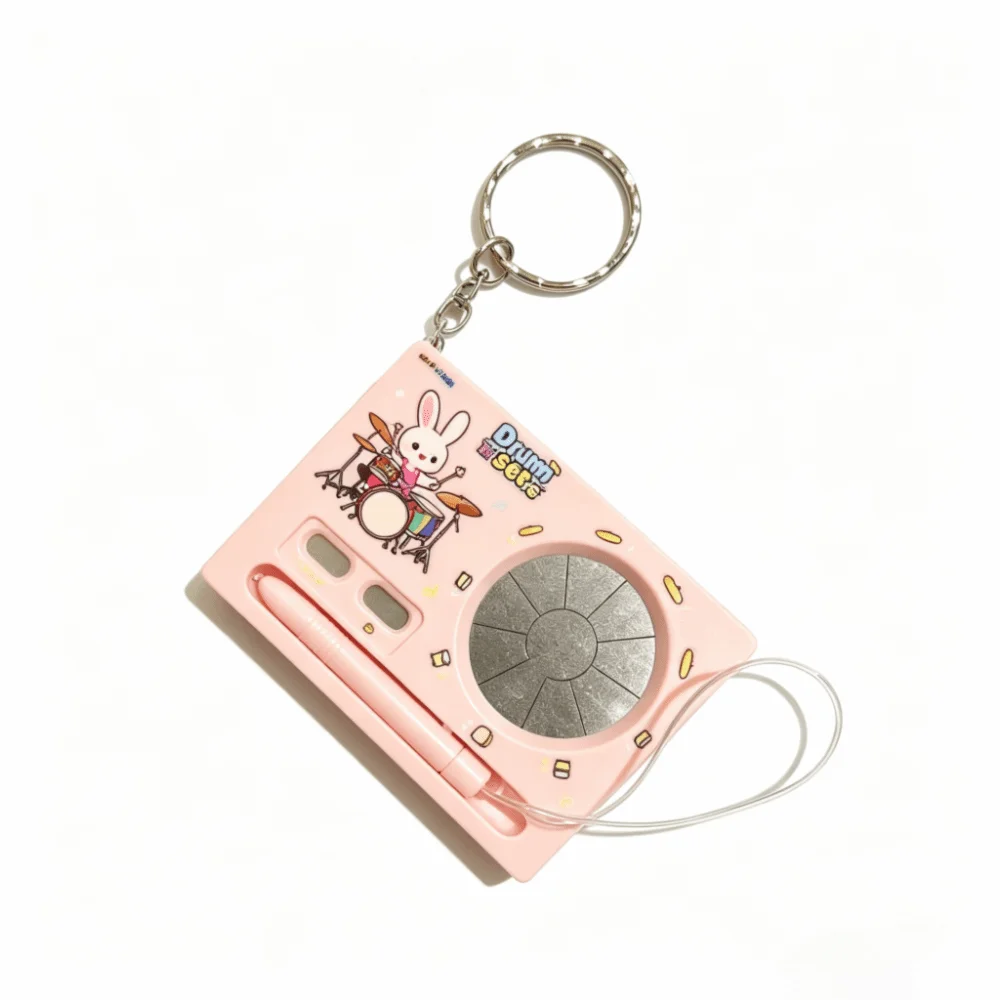 Recording Function Electronic Drum Keychain Mini Size Playable Electronic Piano Drum Keychain Cute Portable Music Keychain Small