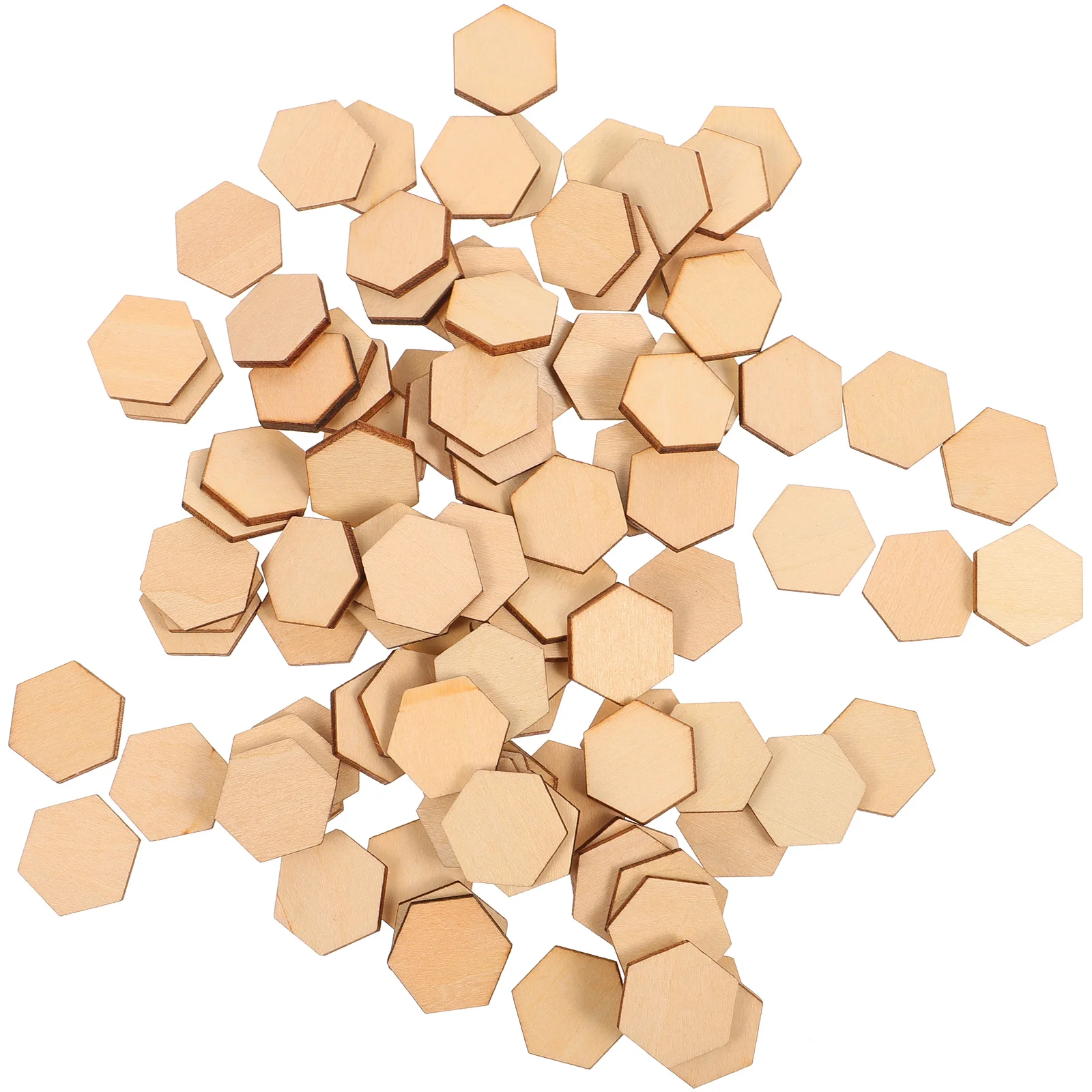 

100Pcs Beech Wooden Hexagonal Pieces Smooth Wooden Shapes DIY Crafts Decorations for Birthday Wedding Christmas