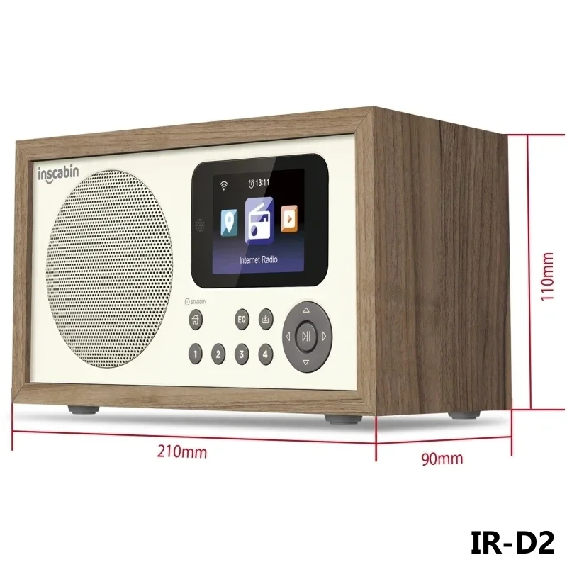 Inscabin D4 Wifi Internet Digital Radio Speaker Wooden Retro Radio with Spotify Connect and Bluetooth/Colour Screen Music Play