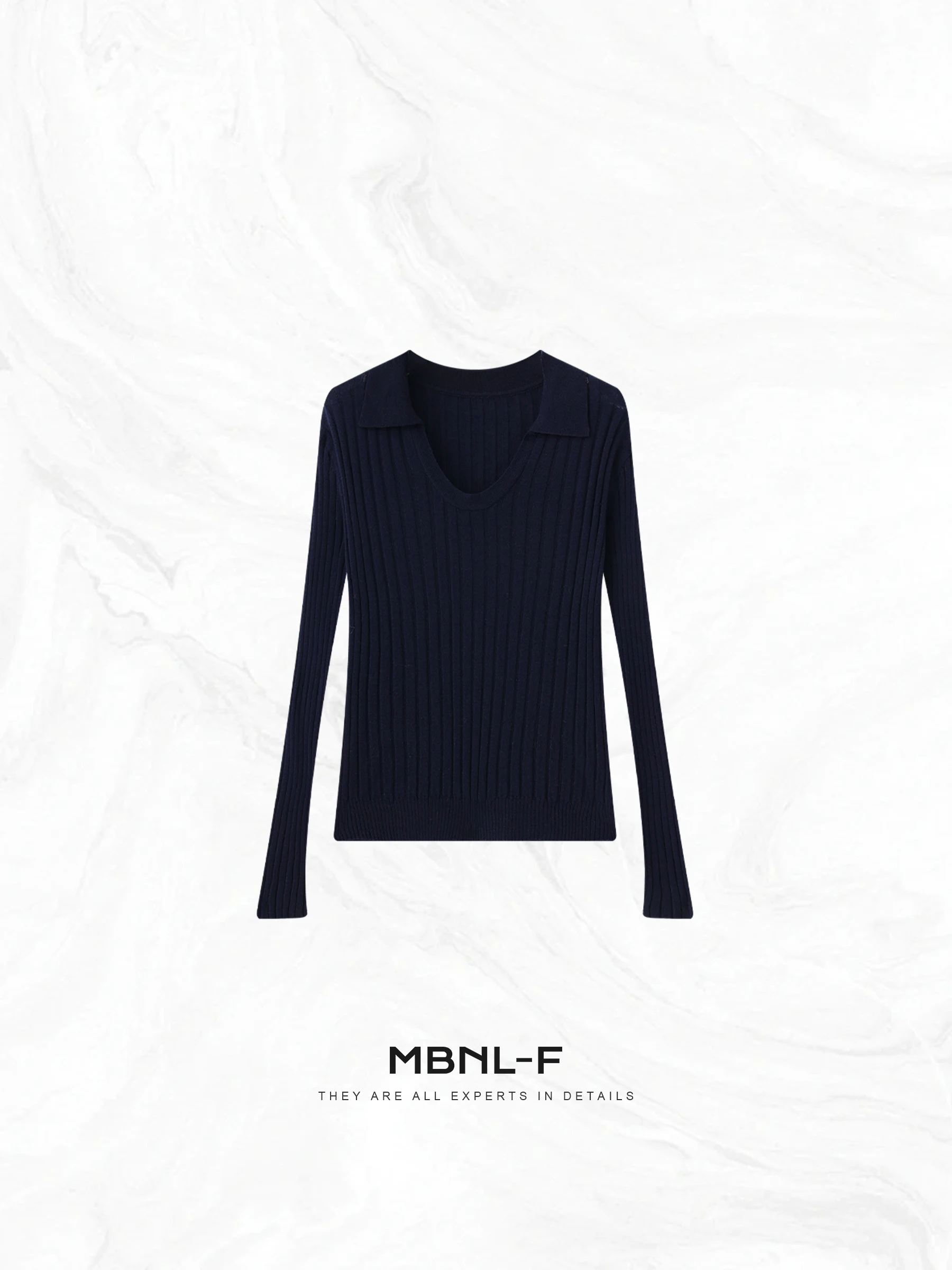 

Женская трикотажная футболка MBNLF с U-образным вырезом и длинным рукавом, свободного кроя, для многослойных образов, осенняя коллекция