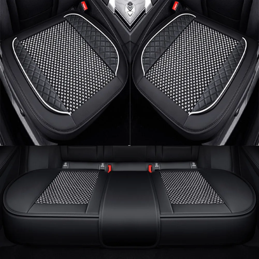 

Чехол для автомобильного сиденья из ледяного шелка + искусственной кожи с 3D эффектом, универсальный протектор сиденья, Нескользящая подушка, Роскошный Коврик для обивки автомобильного сиденья, аксессуары