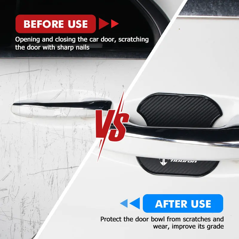 4 قطعة مقبض باب السيارة حماية ثلاثية الأبعاد ملصق شعار تصفيف السيارة لشركة هيونداي توسكاني كوبيه تيبورون 2004 2005 2006 2007 2008 2009