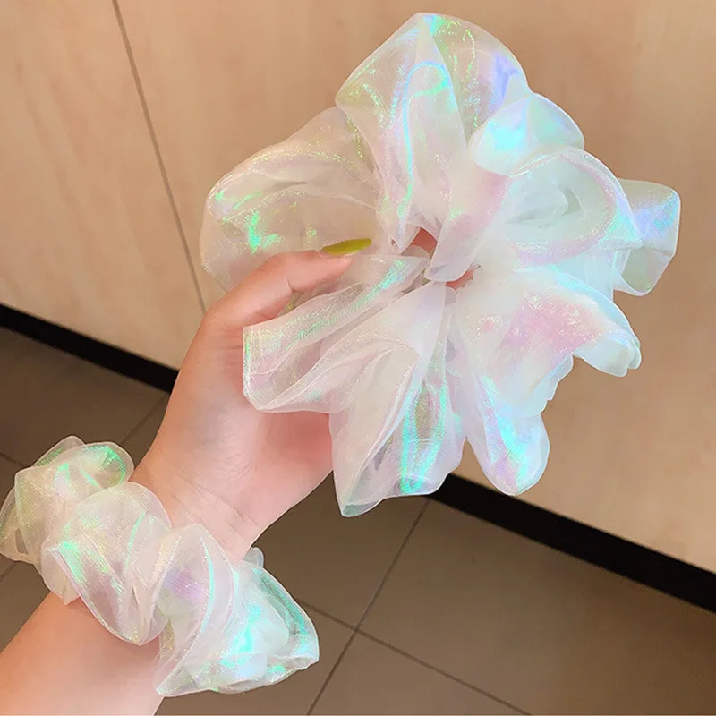 1pcs Colorful Glossy Organza Elastic Headbands Women's Hairbands  Embroidered Flower Bands Woman Hair Styling Accessories Summer