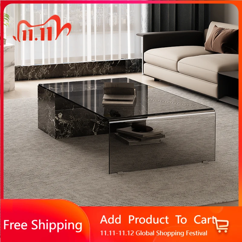 

Cheap Transparent Side Table Moving Italian Glass Computer Coffee Table Dinner Service Kaffee Tische Entrance Hall Furniture