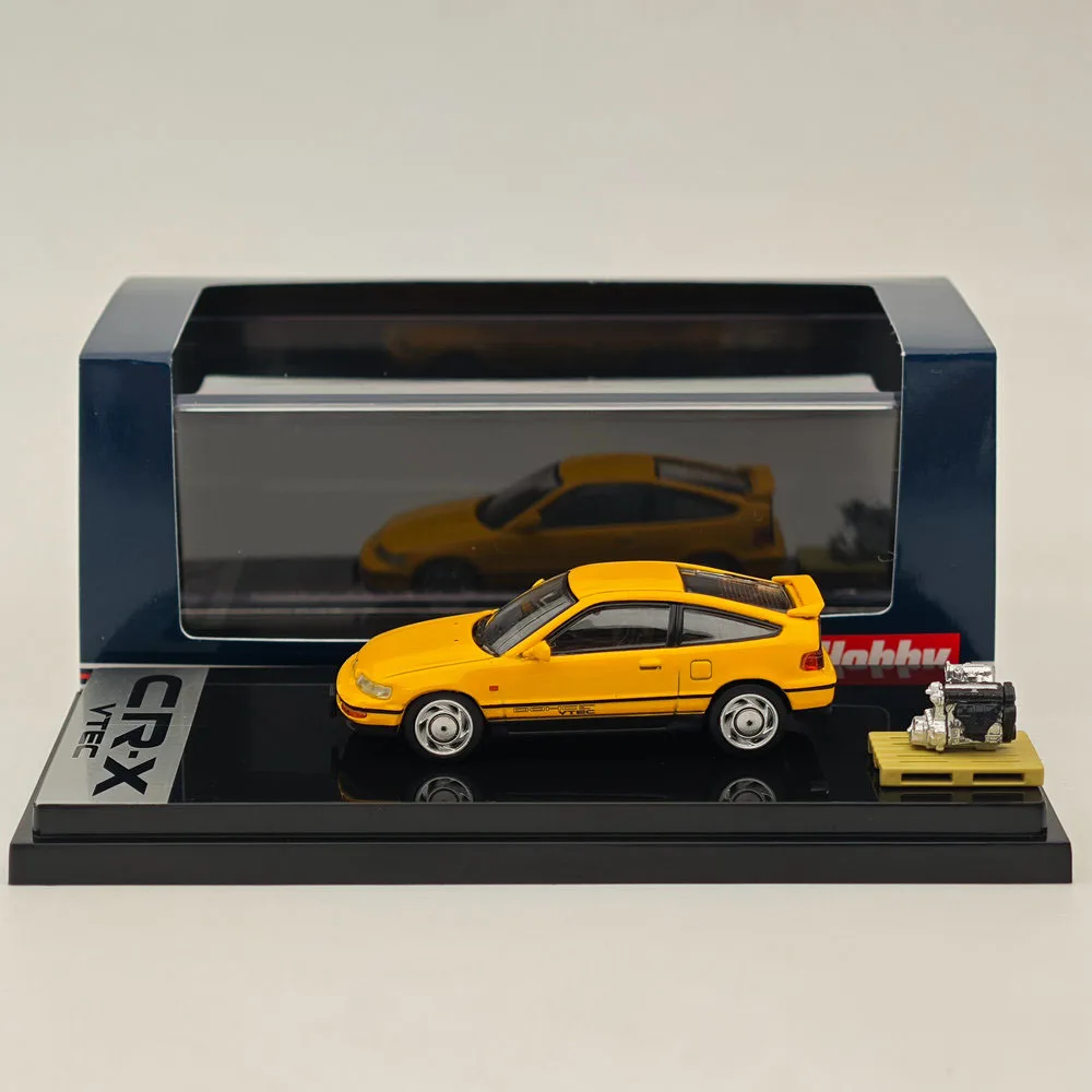 

1/64 Hobby Japan CR-X SiR (EF8) 1989 with Engine Display Model Yellow HJ642005Y Diecast Models Car Collection