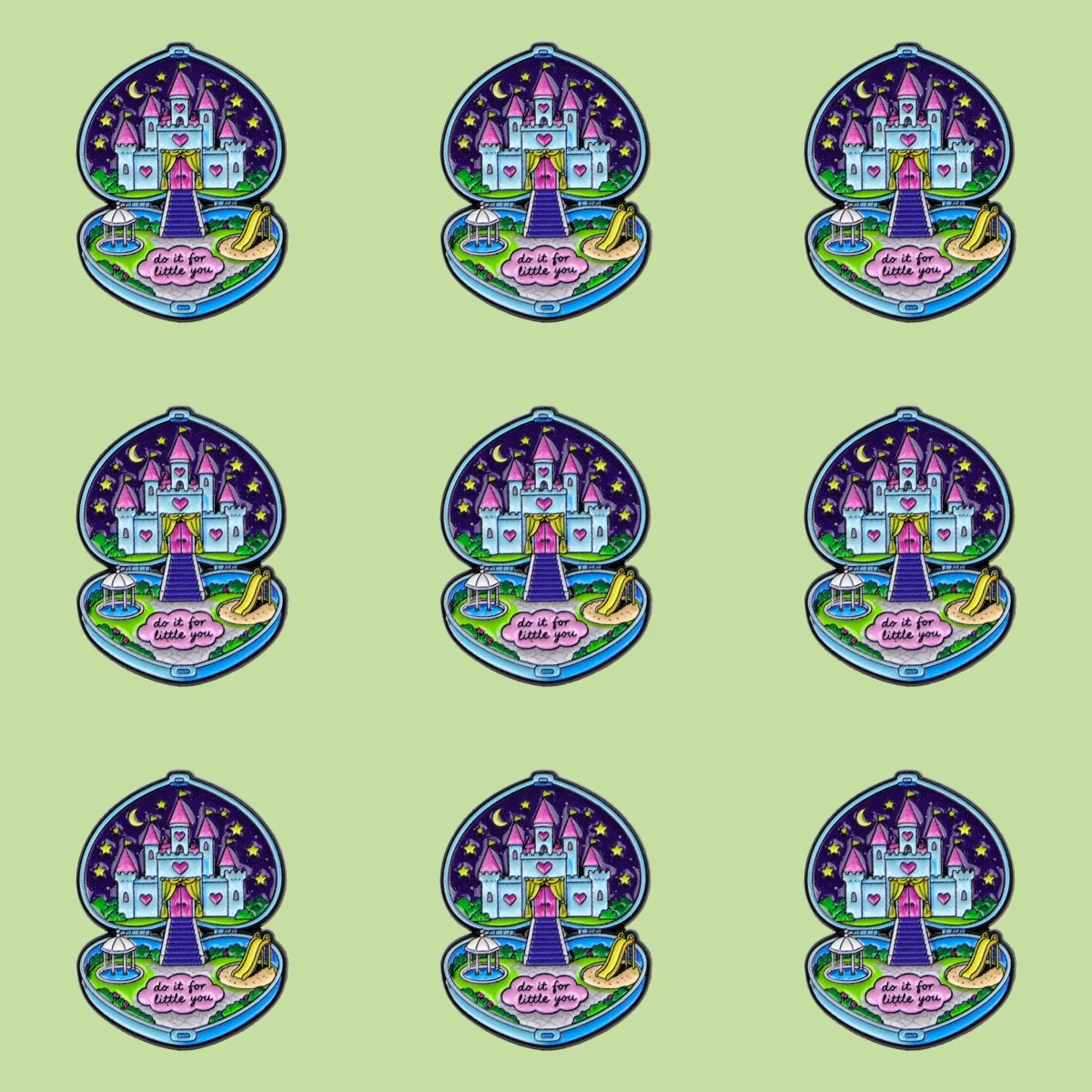 9pcs/Set Do It For Little You Enamel Pin Kawaii Pocket Castle Brooch Backpack Lapel Badge Jewelry Accessories Gift for Friends