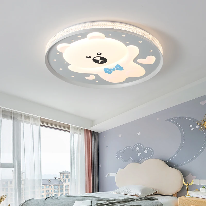 

New Bear Ceiling Lamp for Children's Room White Cartoon Kids Bedroom Girl Boy Study Cute Polar Bear Ice Bear Animal Indoor Light