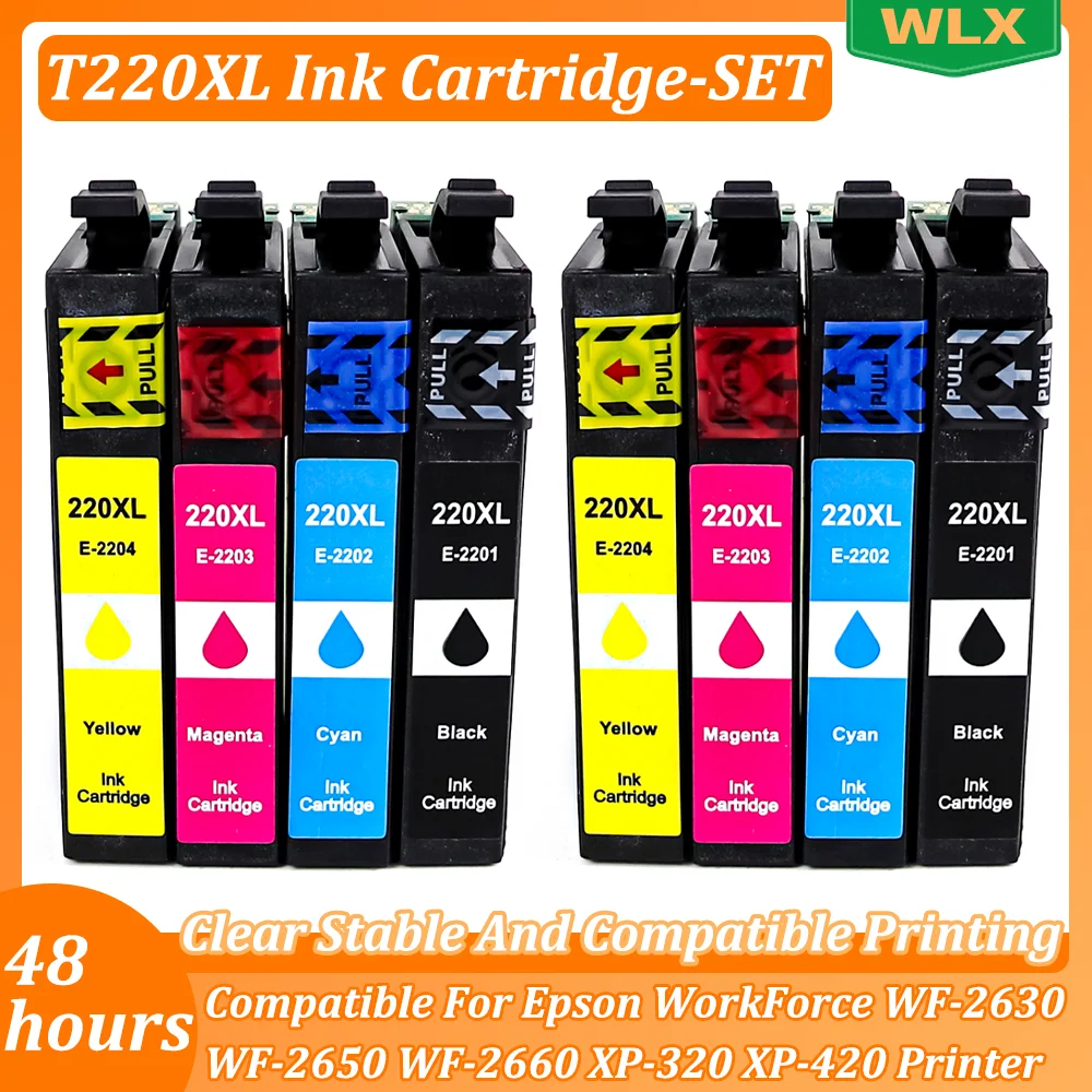 SET 220 220XL T220 T220XL Ink Cartridge Compatible Compatible For Epson WorkForce WF-2630 WF-2650 WF-2660 XP-320 XP-420 Printer