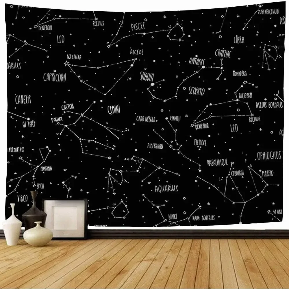 Constellations In The Night Star Sky Aries Taurus Gemini Leo Virgo Libra Scorpio Bedroom Living Room Home Tapestry Decoration