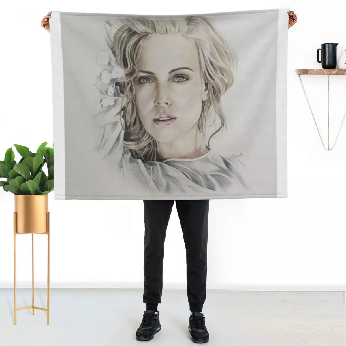 Charlize Theron drawing Throw Blanket Tourist Vintage funny gift christmas decoration Summer for sofa Blankets