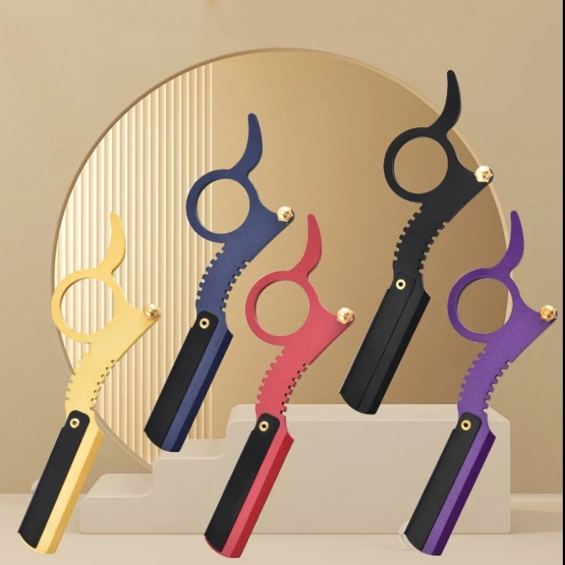 Vintage Handmade Ring-shaped Razor Stand, Stainless Steel Razor for Men, Dual-purpose for Shaving and Eyebrow Trimming