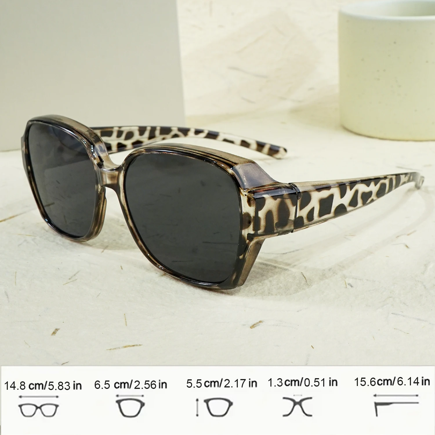 Fit-Over-Brille Retro übergroße quadratische Nachtsicht-Sonnenbrille, V400-Schutz, stilvoll für Outdoor-Sportfahrten – Detail 12