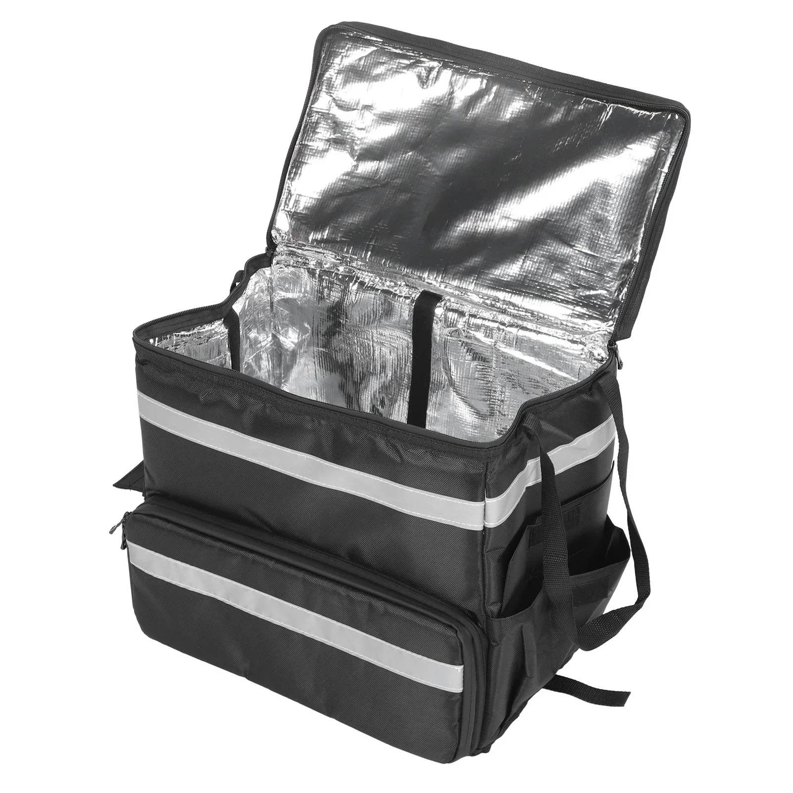 

Рюкзак для доставки еды 1680D ткань Оксфорд водонепроницаемая расширяемая изолированная сумка для горячей пиццы для доставки велосипеда, кемпинга, пляжа, черный