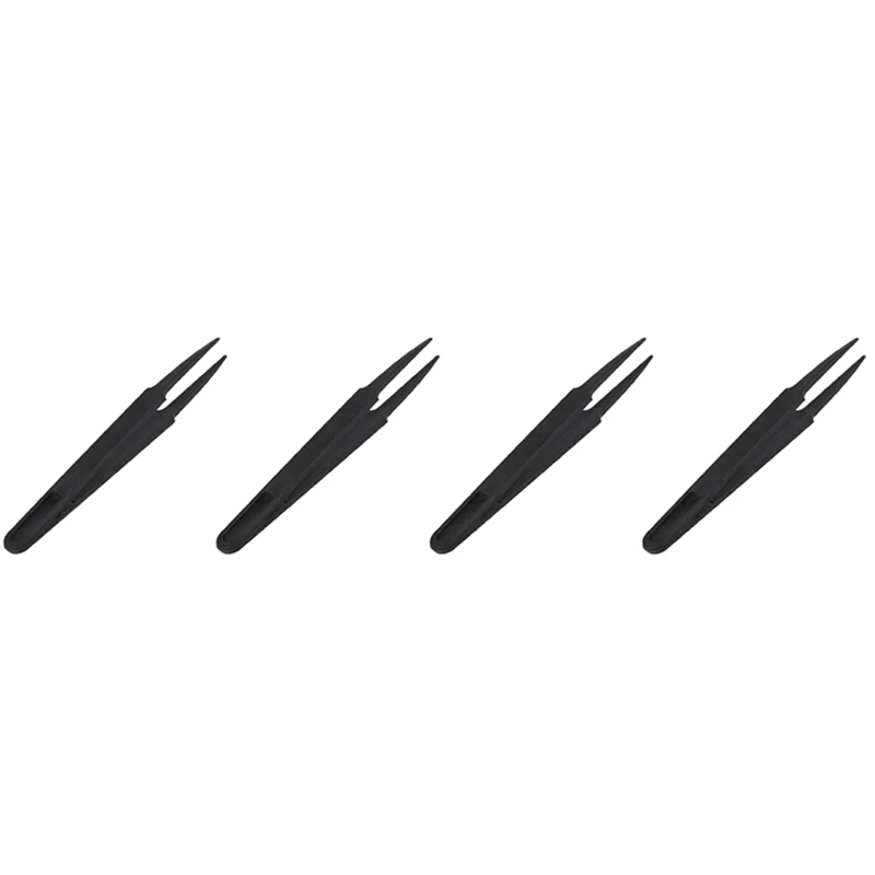 4X Black Plastic Anti-Static Tweezers Repair Tool