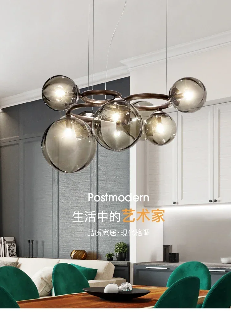 Simple LED Chandelier Dining Living Room Nordic Glass Ball
