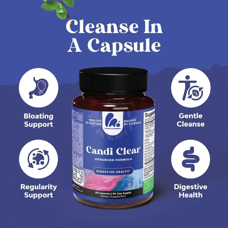 

Octanoic acid black walnut and cowhide anti intestinal overgrowth cleansing capsules - containing prebiotics and probiotics