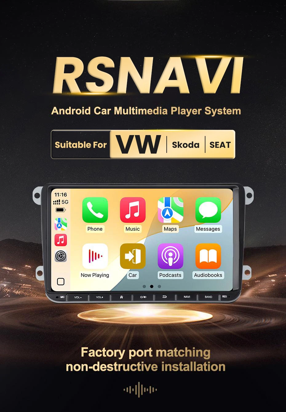 Android 16 2Din Autoradio für Volkswagen Golf 5 6 Polo Passat B6 B7 CC Skoda Jetta Universal Multimedia GPS-Navigation – Detail 15