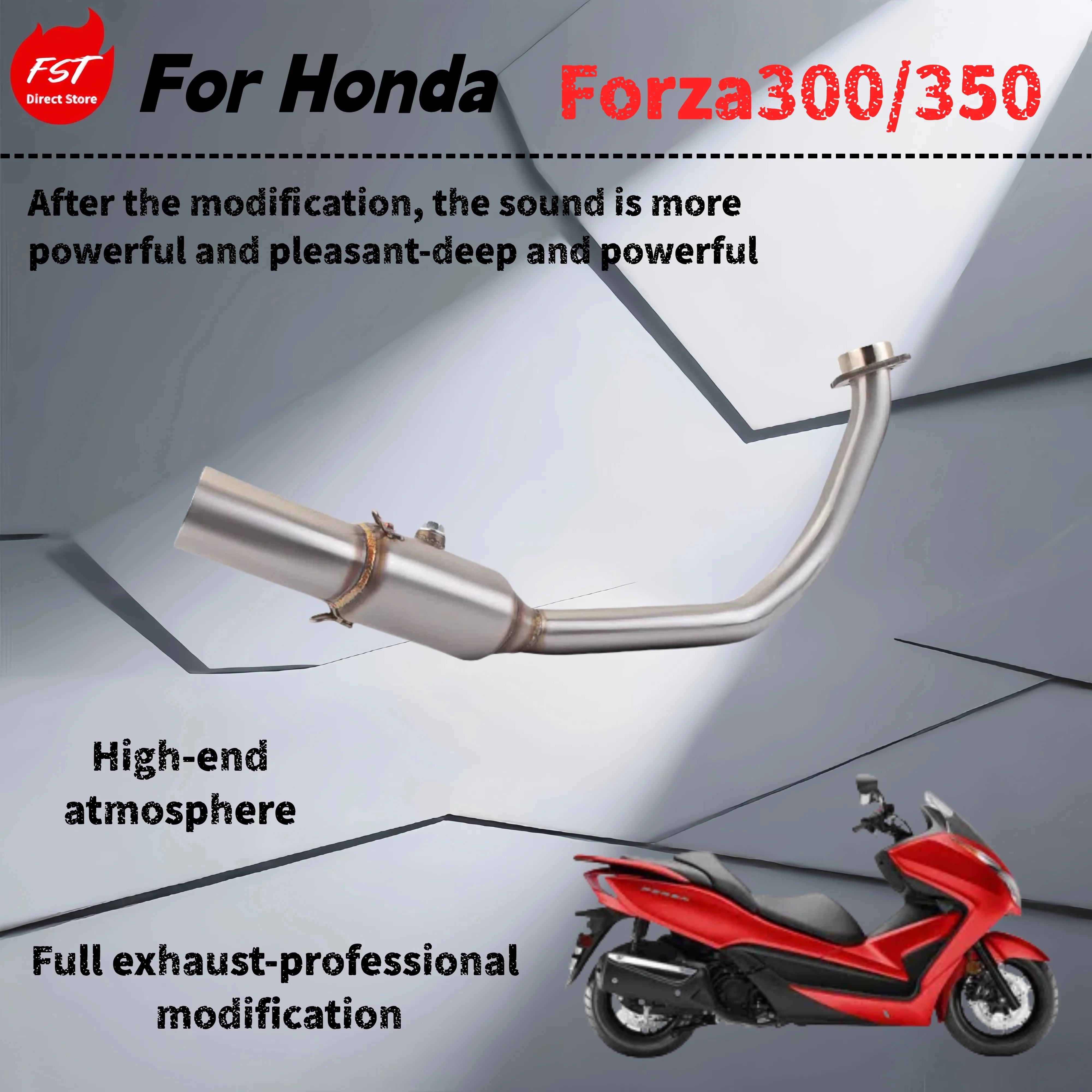 

For Honda Forza300/Forza350-Modified front exhaust pipe-the sound is deep, rich and powerful
