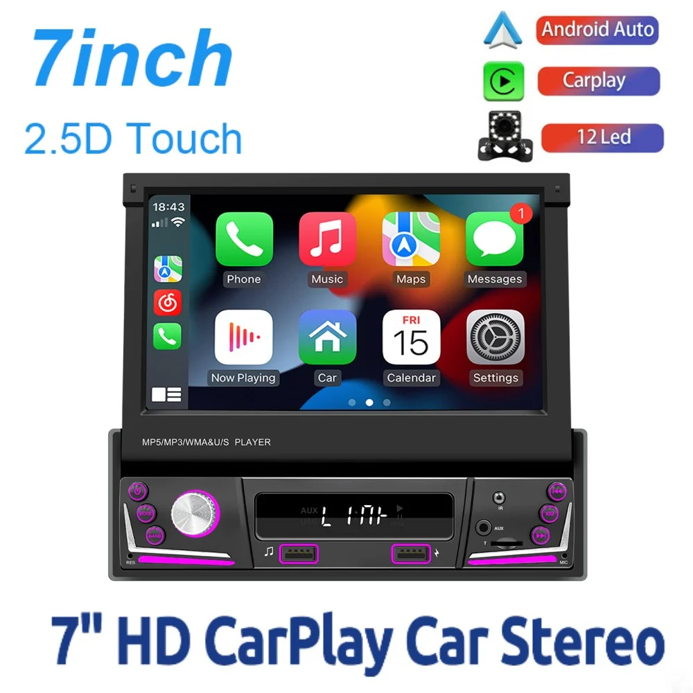 7inch 1 DIN Car Radio Quad-Core 1din Touch Screen Multimedia Player Universal 7