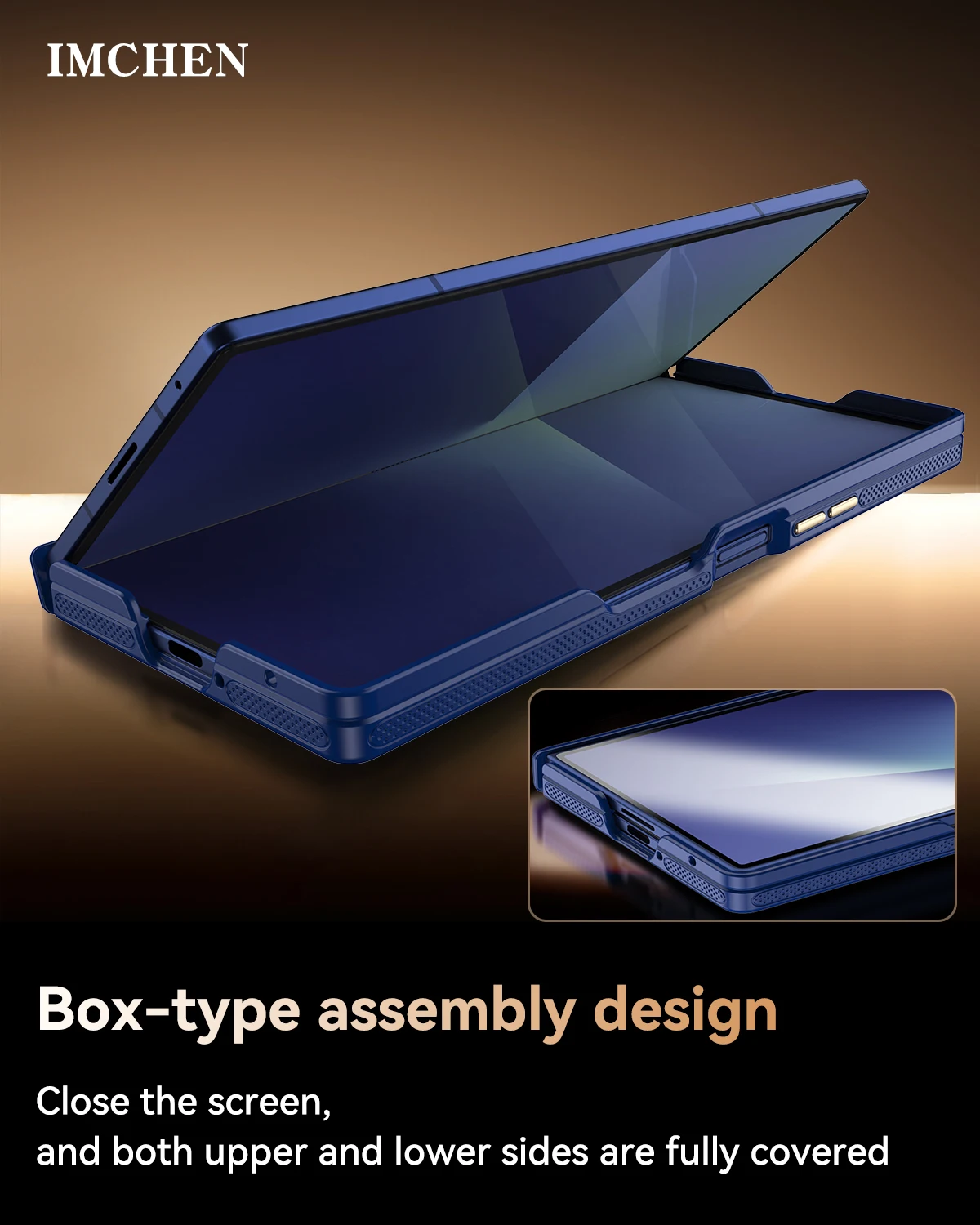 حافظة هاتف محمولة لهاتف سامسونج جالاكسي Z فولد 7، شحن لاسلكي صلب، حماية من السقوط، غطاء أسود كامل مضاد للطي ومضاد للسقوط