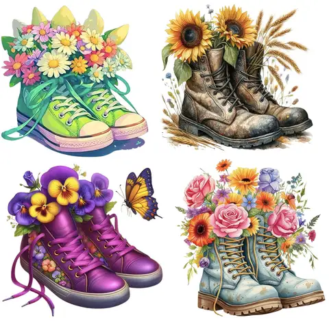 Adesivos Termocolantes Vintage Florais para Roupas, Camisetas, Bolsas e Chapéus – Presente para Amantes de Flores