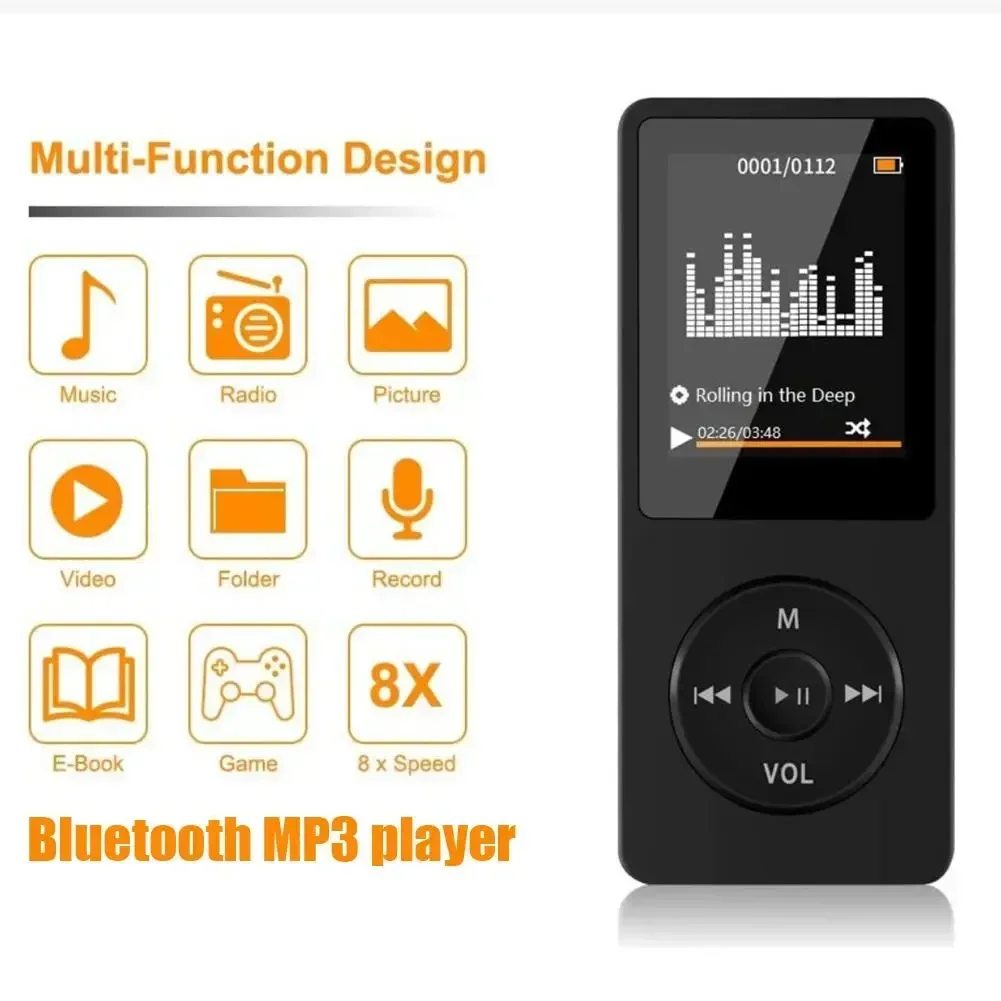 

1.8'' Bluetooth Mp3 Music Player Portable E-book Mp4 Fm Radio Games Video Picture External Ultra-thin Student Mp3 Recording Pen