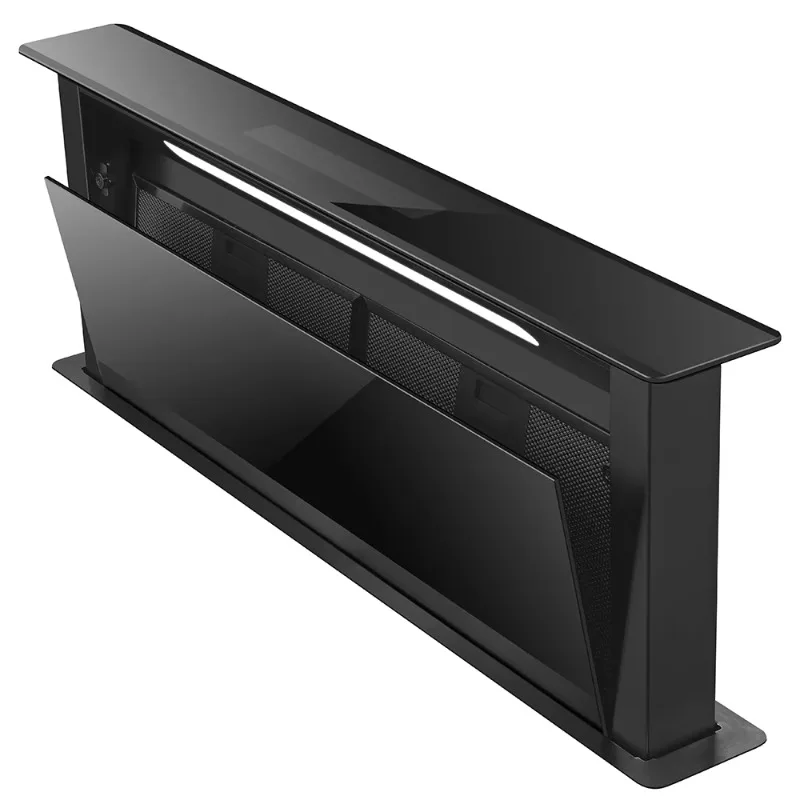 New Arrival Latest Black Glass and Stainless Steel Downdraft Kitchen Range Hood