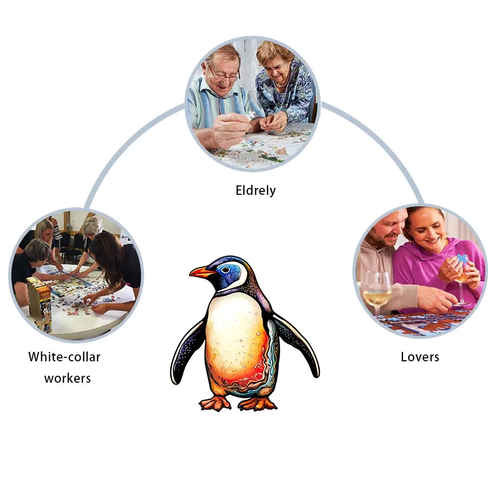 Drewniane puzzle pingwin pudełko na prezent świąteczny delikatny nieregularny kształt puzzle prezent boże narodzenie dekompresja dla dorosłych spersonalizowane unikatowe