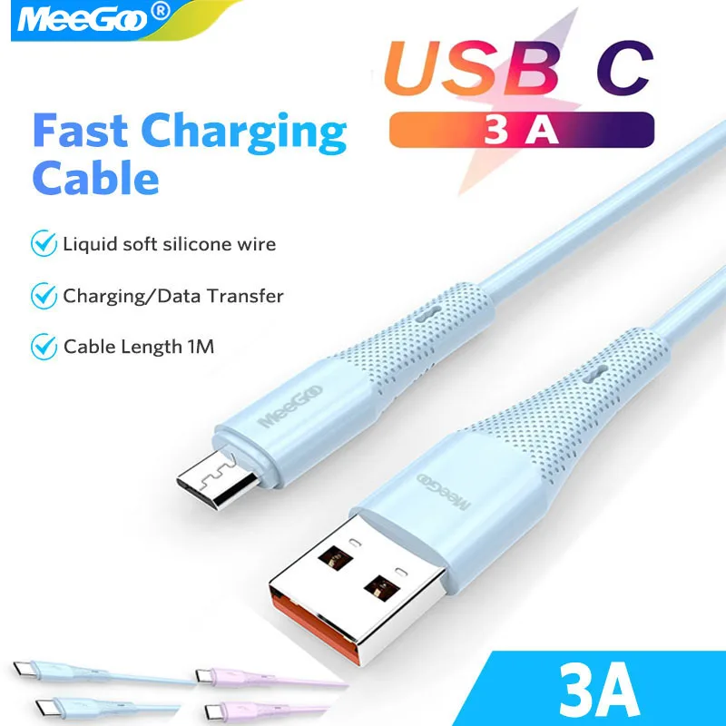 MeeGoo USB Type C Cable 3A Fast Charging USB 3.0 Cable for Samsung Galaxy S10 S9 Huawei P20 10 Pro Type-C Data Charging Cable