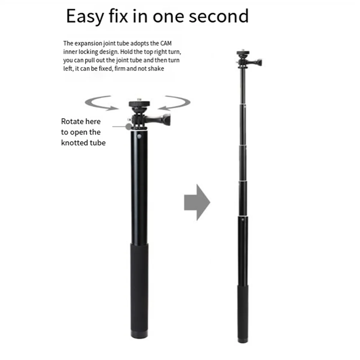 LENVEE für 360-Sportkamera Gopro Extended Selfie Stick Support Rod
