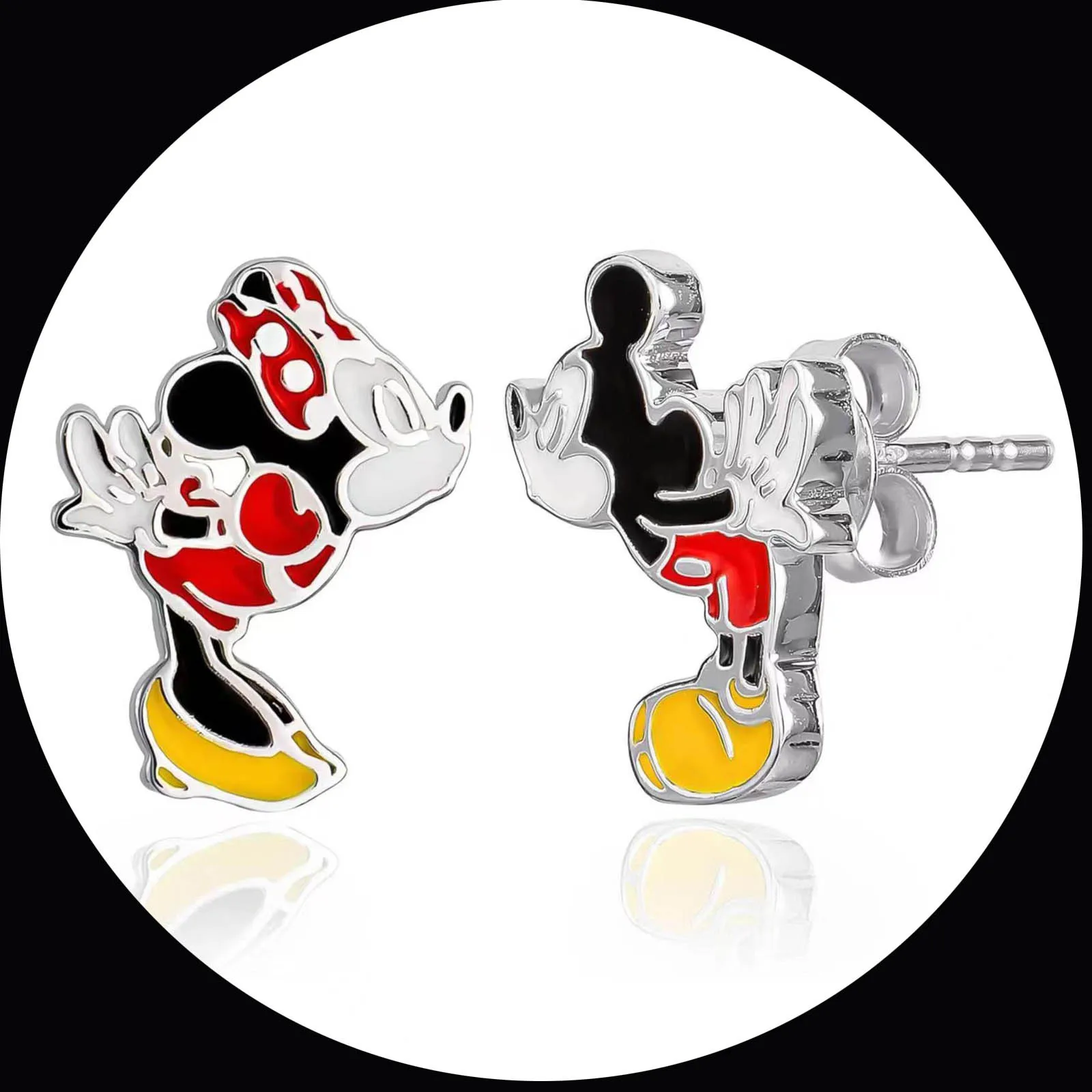 Disney Mickey Minnie Mouse Earrings Sterling Silver Needle Simple High Quality Earring Female Jewelry Fashion Accessorie Gift