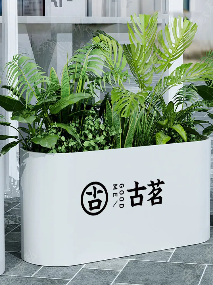 flower boxes, outdoor Iron commercial street storefront displays, sales office flower beds, real estate project flower troughs,
