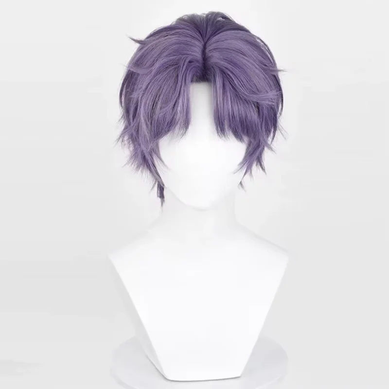 Love And Deepspace Rafayel Cosplay Wig 30cm Short Purple Gray Heat Resistant