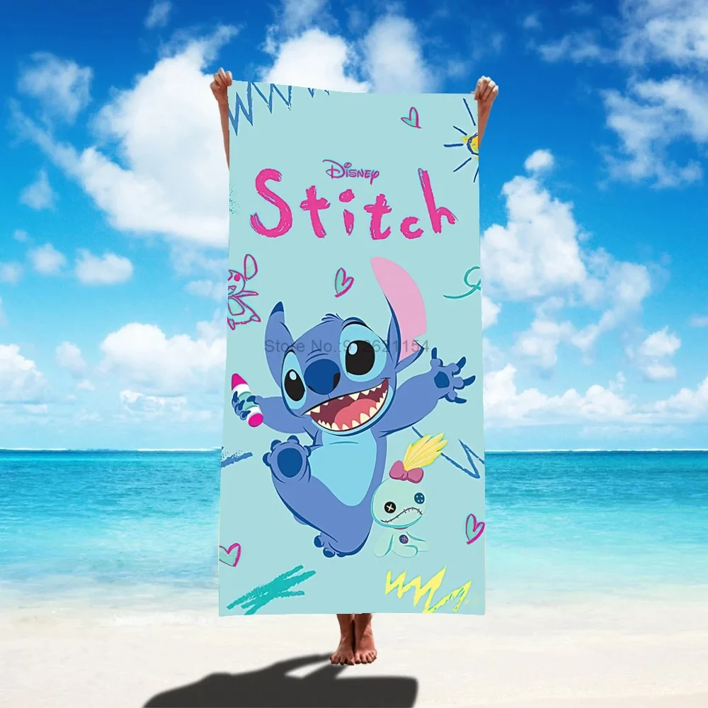 Stitch Cartoon Bath Towel Anime Figures Lilo & Stitch Kids Beach Towel Summer Swim Shower Washcaloth Bathroom Supplies 75x150CM