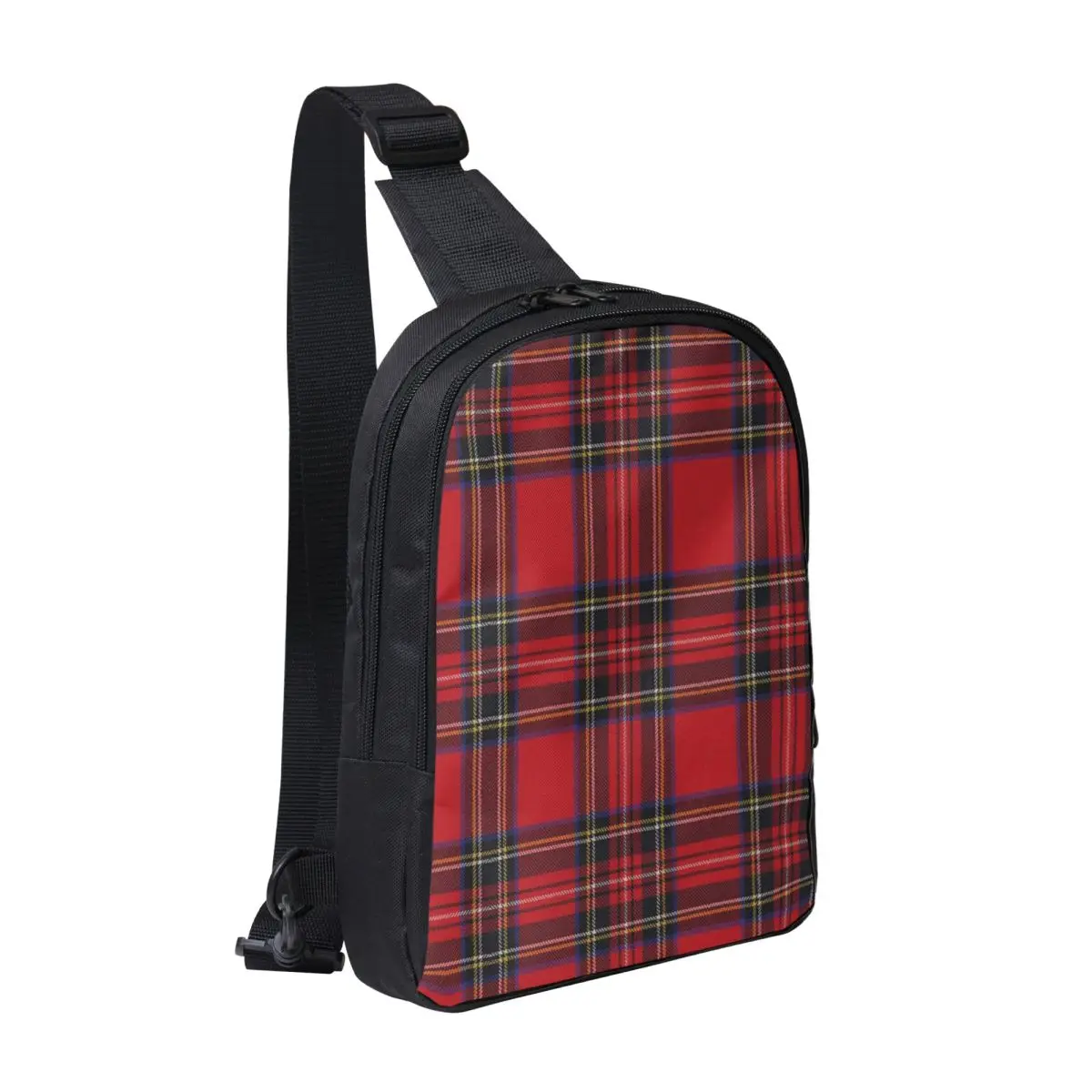 

Traditional Royal Stewart Scottish Tartan Chest Bag Men Sling Crossbody Backpack Chest Bag Travel Hiking Daypack Shoulder Bag