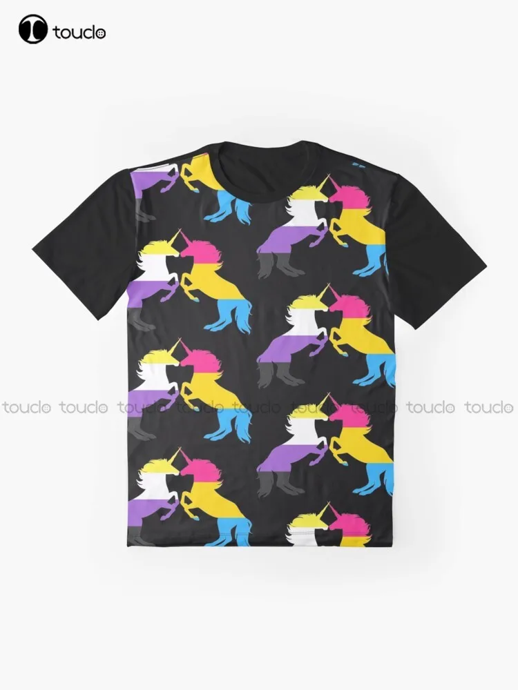 Pansexual Nonbinary Pride Unicorns Graphic T-Shirt Custom Aldult Teen Unisex Digital Printing Tee Shirts Christmas Gift Xs-5Xl