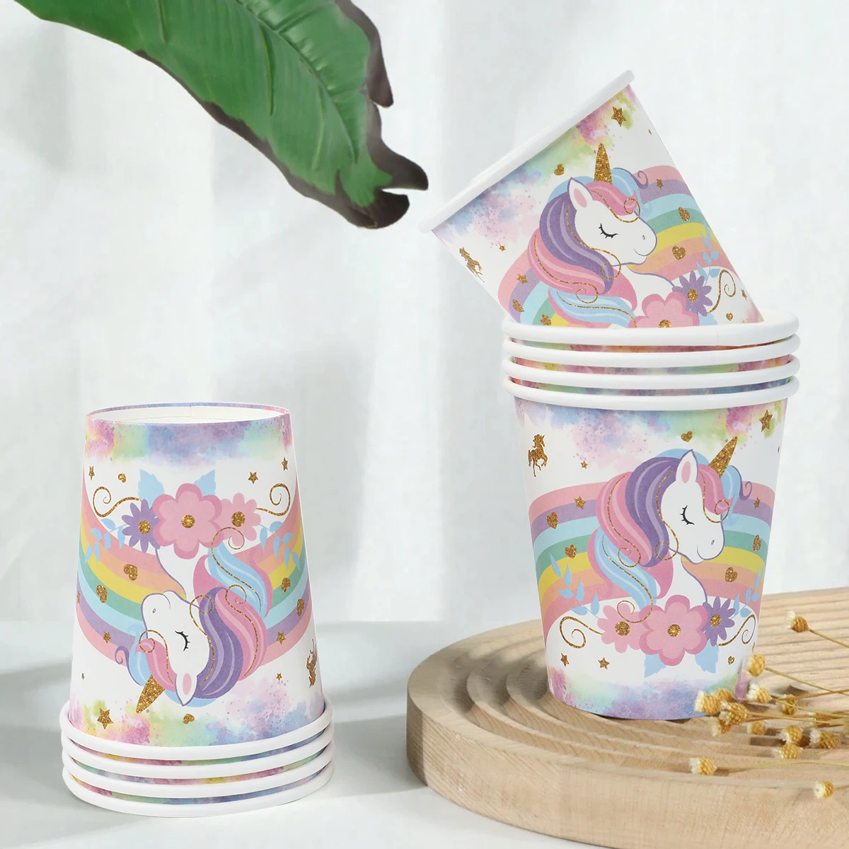 Regenbogen-Einhorn Einweggeschirr für die 1. Geburtstagsfeier – Einhorn-Motto-Dekorationen für Kinder, Hochzeiten, Babypartys und Mädchen-Partys – Detail 4