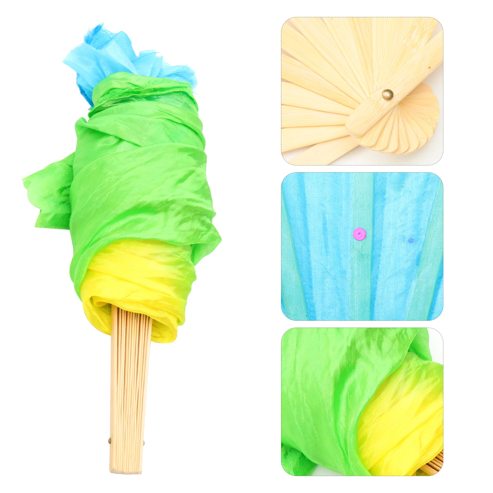 Silk Hand Fan Dance Chinese Long Belly Dancer Accessories Gradient Silk Fans Foldable Bamboo Dancing Fans Stage Performance Prop