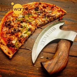 Axe Pizza Cutter Knife for Pizza Cutting Axe With Sharp Blades Viking Steel Pizza-Axe Wooden Handle Pizza-Cutter Axe Rust Proof