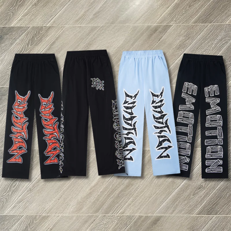 

American Colored Hot Diamond MIXED EMOTION Sweatpants High Street Youth Men's Women's Trousers Long Pants