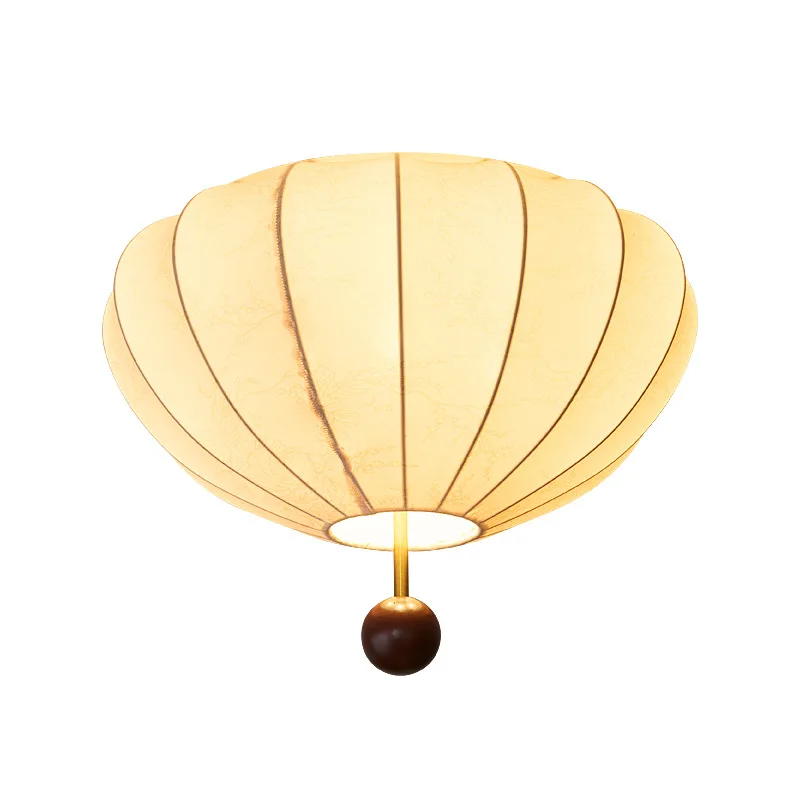 

French medieval cream style bedroom ceiling lamp, fabric wabi sabi wind lamp