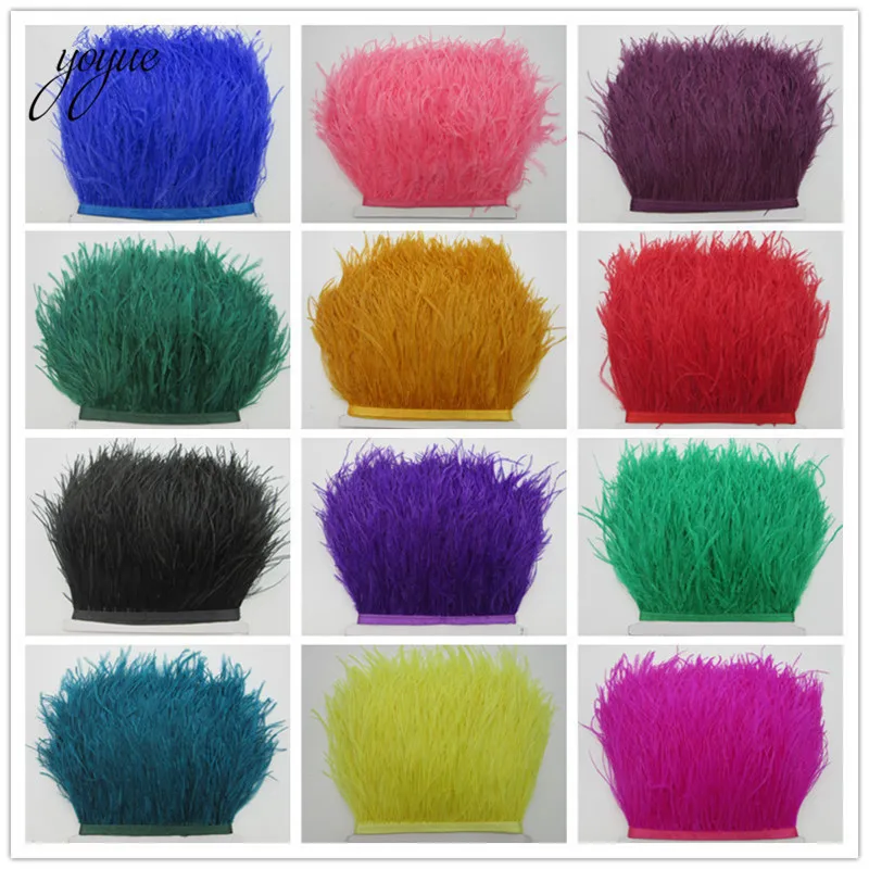 

High quality fluffy ostrich feather trimming cloth sideband 10meter long DIY clothing accessories decorative accessories 10-15cm