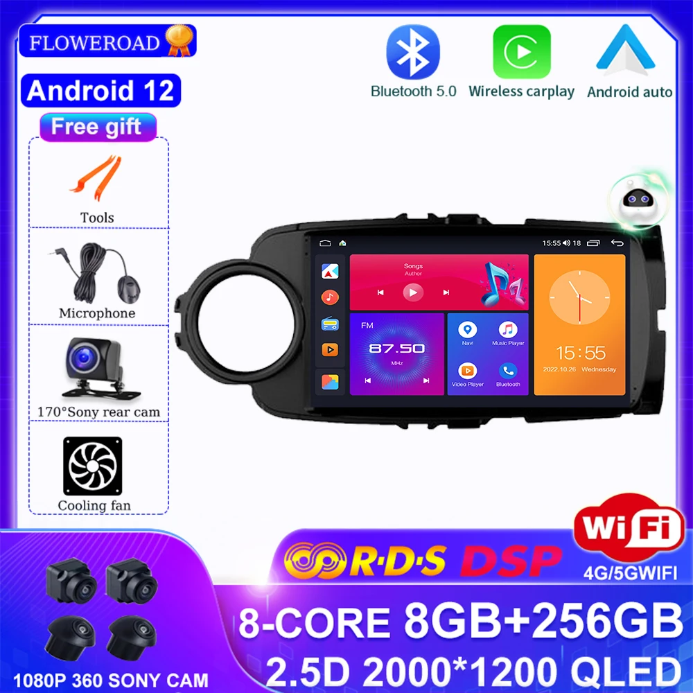 

Android 12 For Toyota Yaris 2012-2017 LHD Car Radio Multimedia Video Player Navigation GPS Built In Carplay Auto WIFI DSP BT 5.0