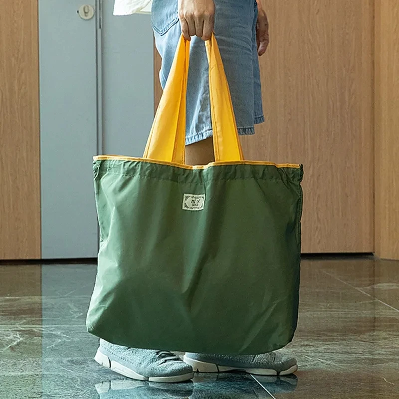 Bolsa de compras reutilizable de gran capacidad con cordón, bolsa de frutas y verduras, protección del medio ambiente, bolso de hombro de moda,