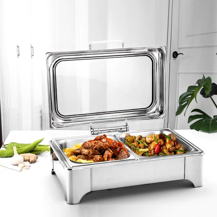 Commercial Round And Rectangle Chafing Dish Electric Heater Buffet Stove Stainless Steel Food Warmer Set Chafing Dish