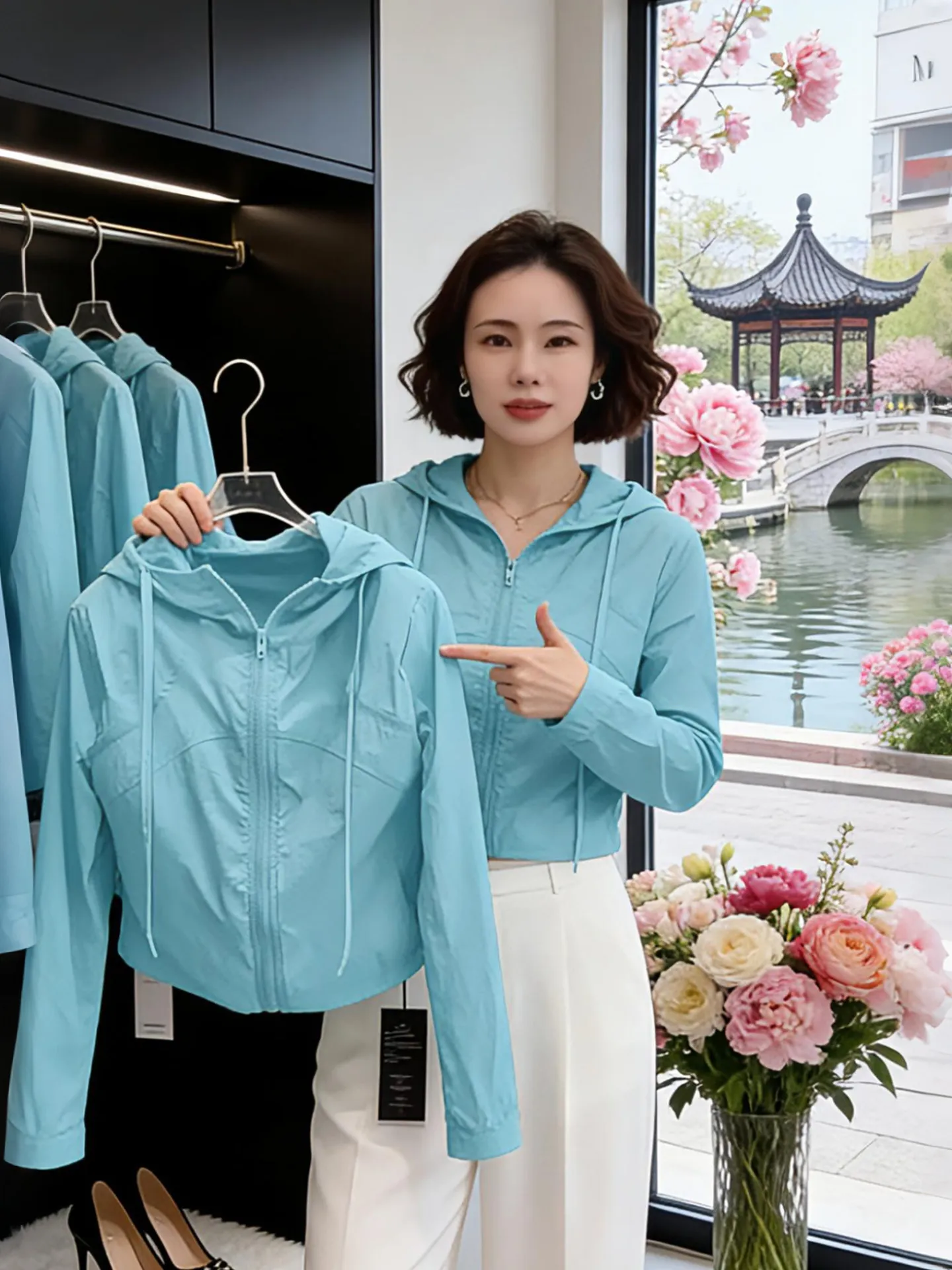 

Unique Stylish Women's Summer 2026 Lightweight Loose Fit Hooded Sun Protection Top Versatile Breathable Short Outerwear
